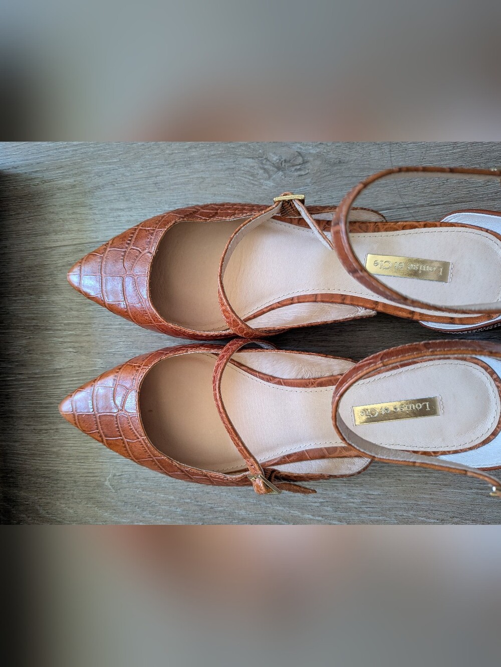 Louise et Cie Anthropologie Croc-Embossed Pointed Mary Jane Flats Size 8.5 - Picture 7 of 9